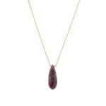 Pear Stone Box Chain Necklace 14k Gold Filled, Ruby Zoisite