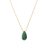 Pear Stone Box Chain Necklace 14k Gold Filled, Chrysophase