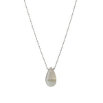 Pear Stone Box Chain Necklace Sterling Silver, Champagne Agate