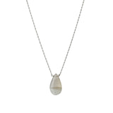 Pear Stone Box Chain Necklace Sterling Silver, Champagne Agate