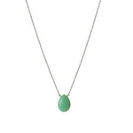 Pear Stone Box Chain Necklace Sterling Silver, Chrysophase