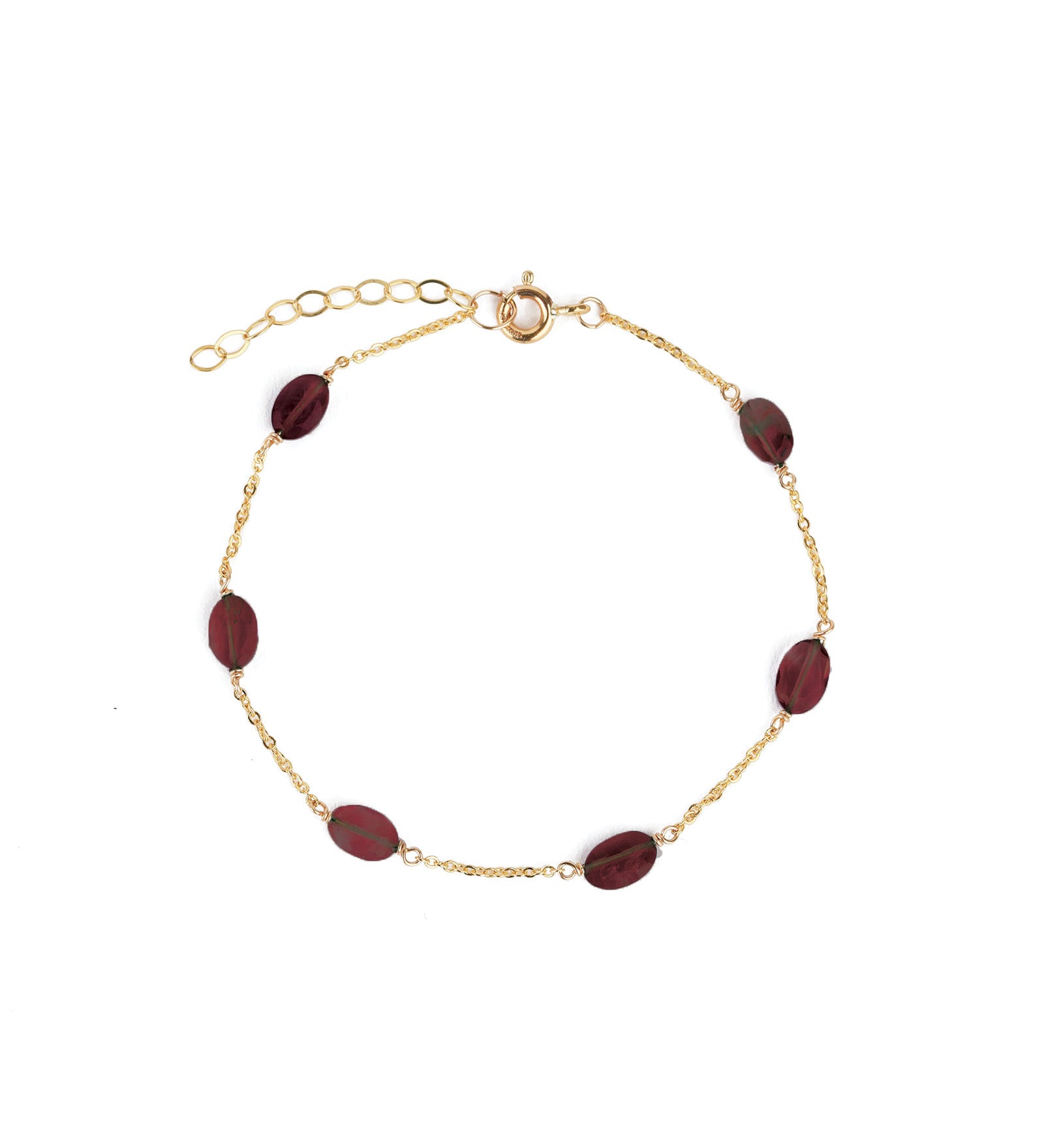 Stoned By Gem Jar-Six Oval Station Bracelet-Bracelets-14k Gold Filled, Garnet-Blue Ruby Jewellery-Vancouver Canada