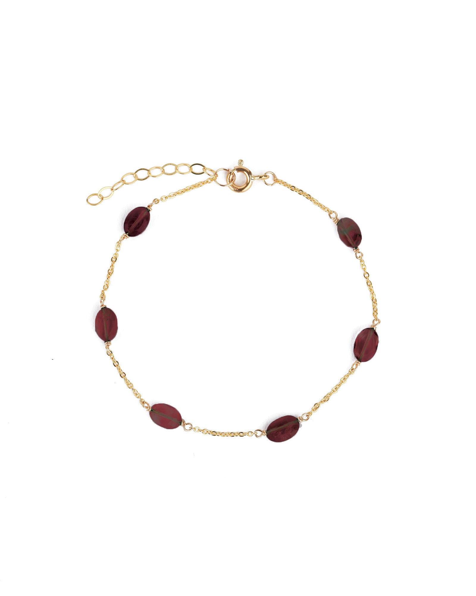 Stoned By Gem Jar-Six Oval Station Bracelet-Bracelets-14k Gold Filled, Garnet-Blue Ruby Jewellery-Vancouver Canada