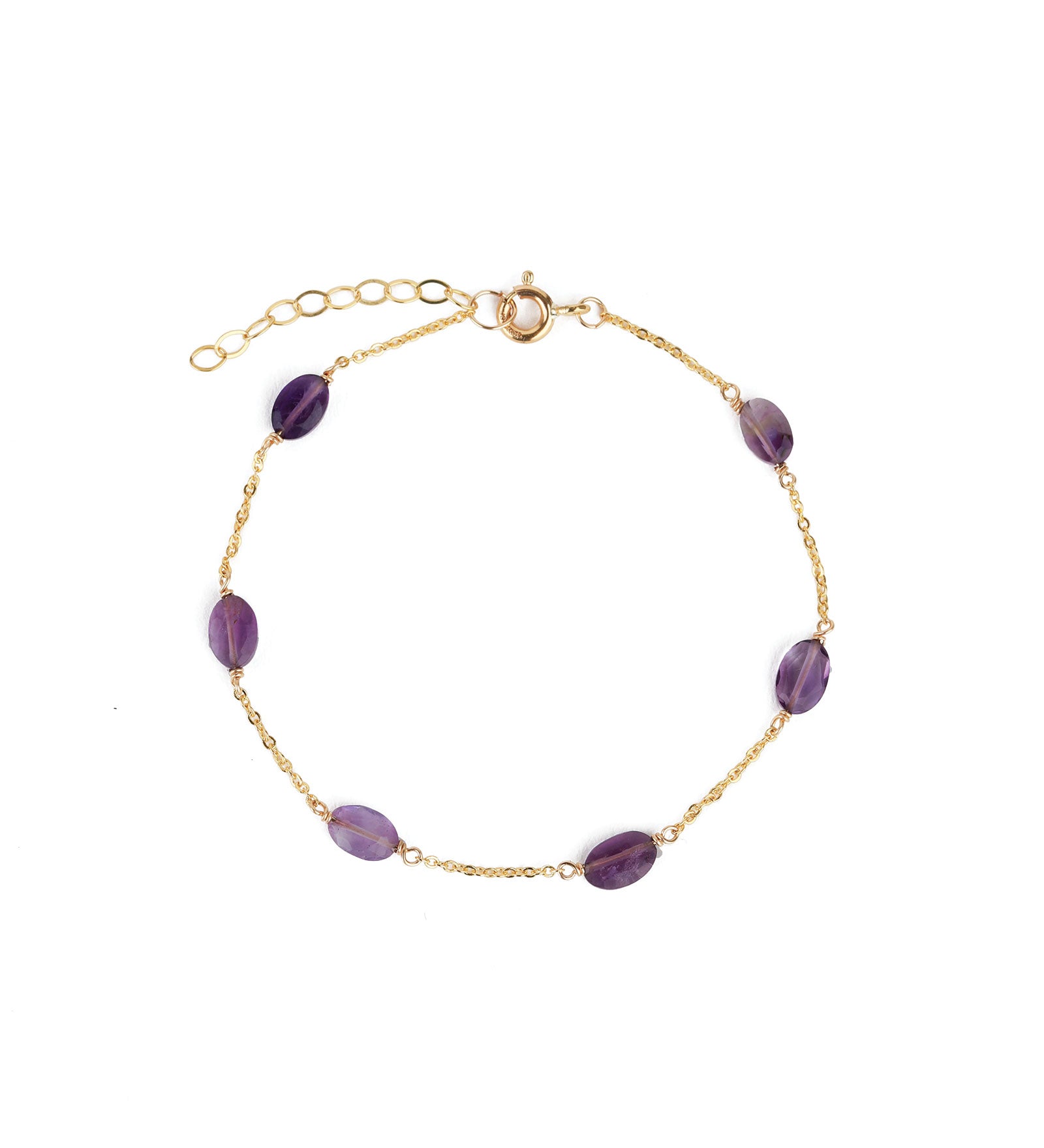 Stoned By Gem Jar-Six Oval Station Bracelet-Bracelets-14k Gold Filled, Amethyst-Blue Ruby Jewellery-Vancouver Canada