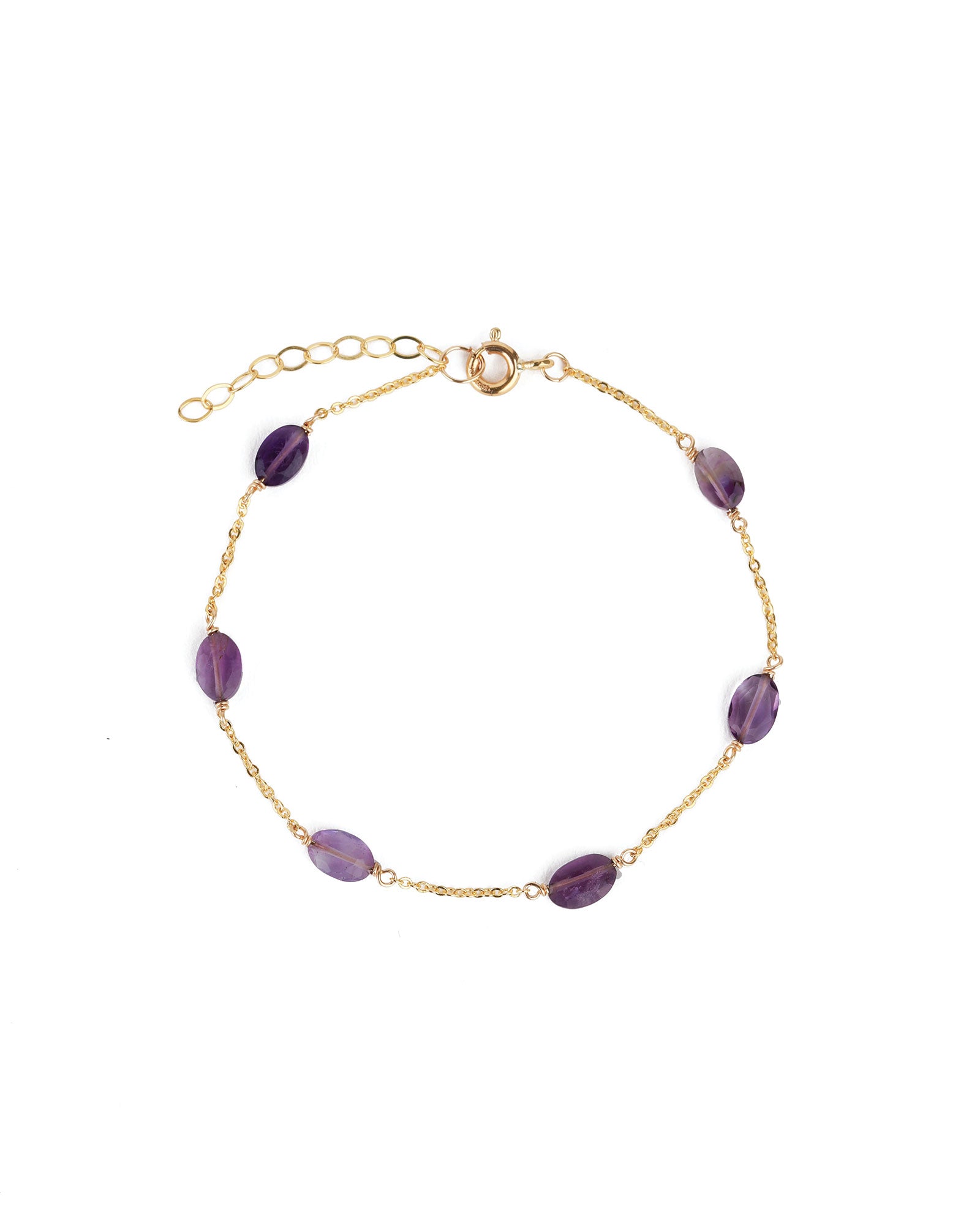 Stoned By Gem Jar-Six Oval Station Bracelet-Bracelets-14k Gold Filled, Amethyst-Blue Ruby Jewellery-Vancouver Canada