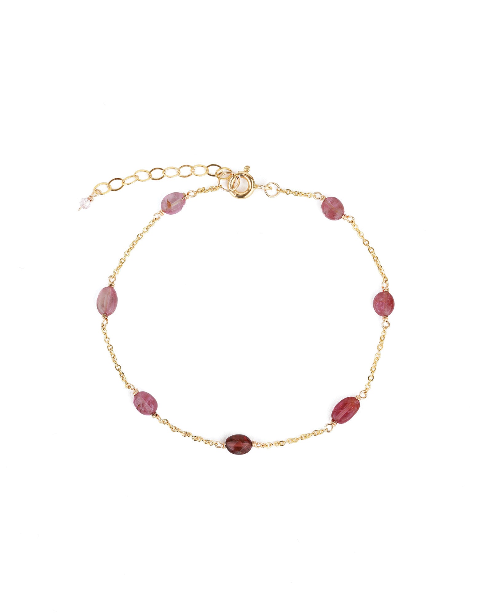 Stoned By Gem Jar-Six Oval Station Bracelet-Bracelets-14k Gold Filled, Pink Tourmaline-Blue Ruby Jewellery-Vancouver Canada