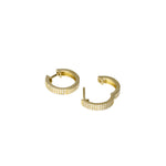 3 Row Diamond Huggies | 14mm 14k Yellow Gold, Diamond