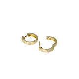 3 Row Diamond Huggies | 14mm 14k Yellow Gold, Diamond