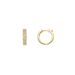 3 Row Diamond Huggies | 14mm 14k Yellow Gold, Diamond