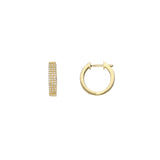 3 Row Diamond Huggies | 14mm 14k Yellow Gold, Diamond