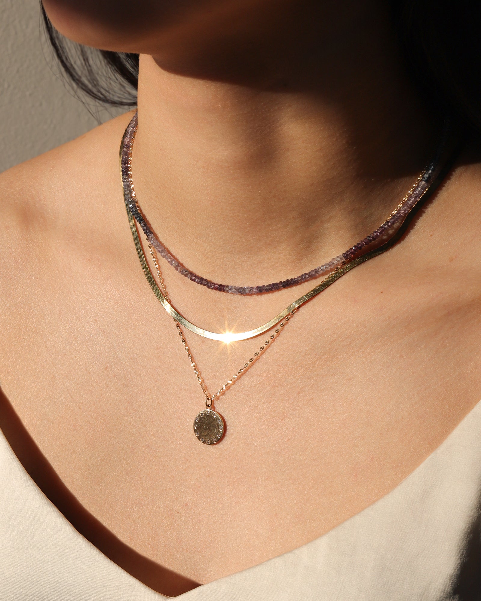 Herringbone Necklace | 3mm 14k Yellow Gold