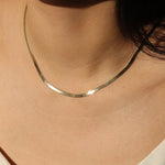 Herringbone Necklace | 3mm 14k Yellow Gold