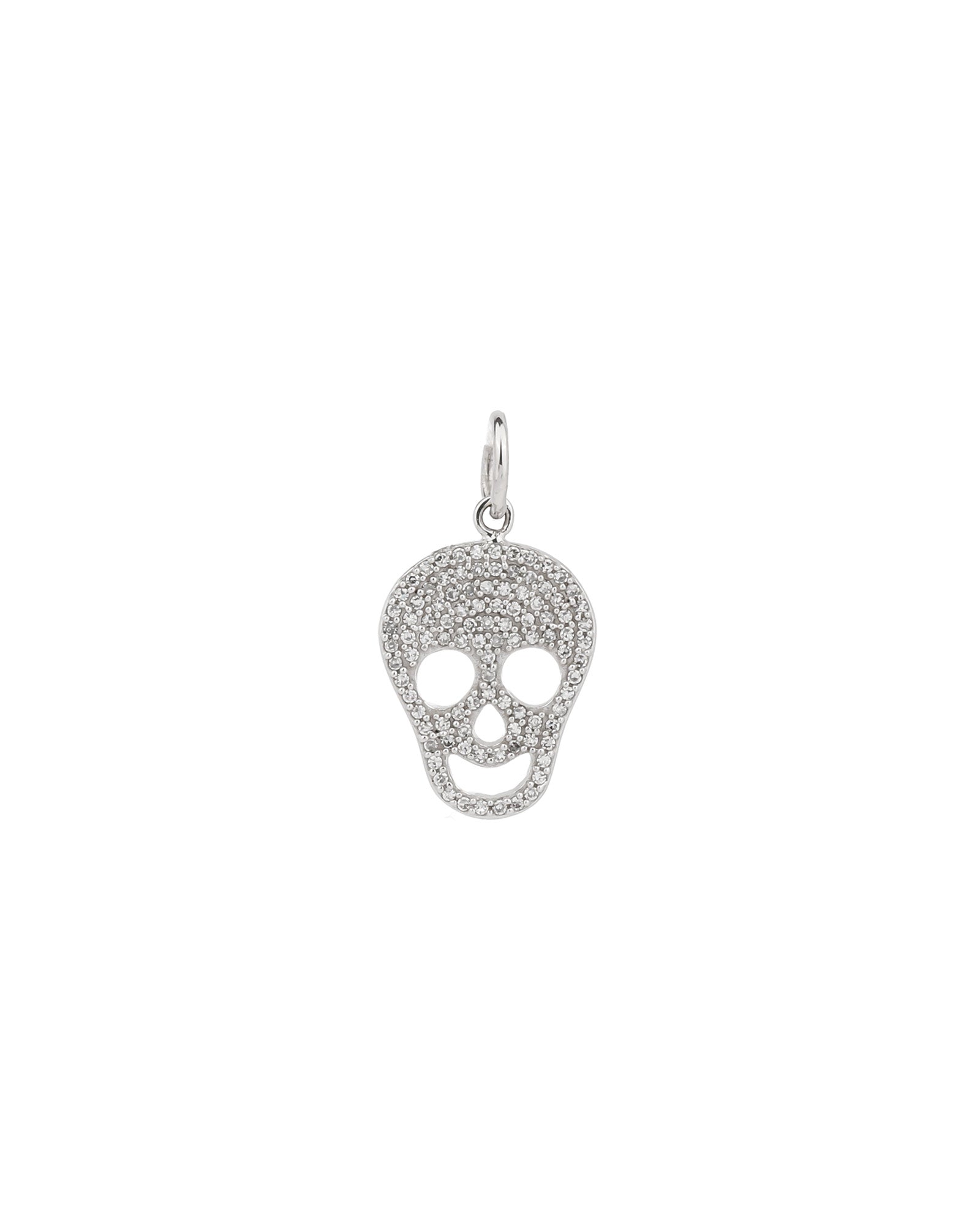 Goldhive-Large Diamond Skull Charm-Necklaces-14k White Gold, Diamond-Blue Ruby Jewellery-Vancouver Canada