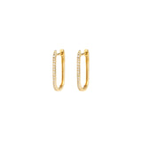 Paperclip Diamond Huggies 14k Yellow Gold, Diamond