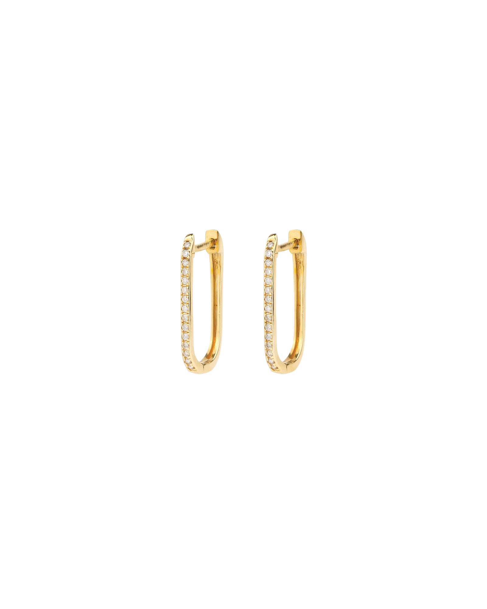 Paperclip Diamond Huggies 14k Yellow Gold, Diamond