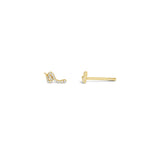 Pave Snake Studs 14k Yellow Gold