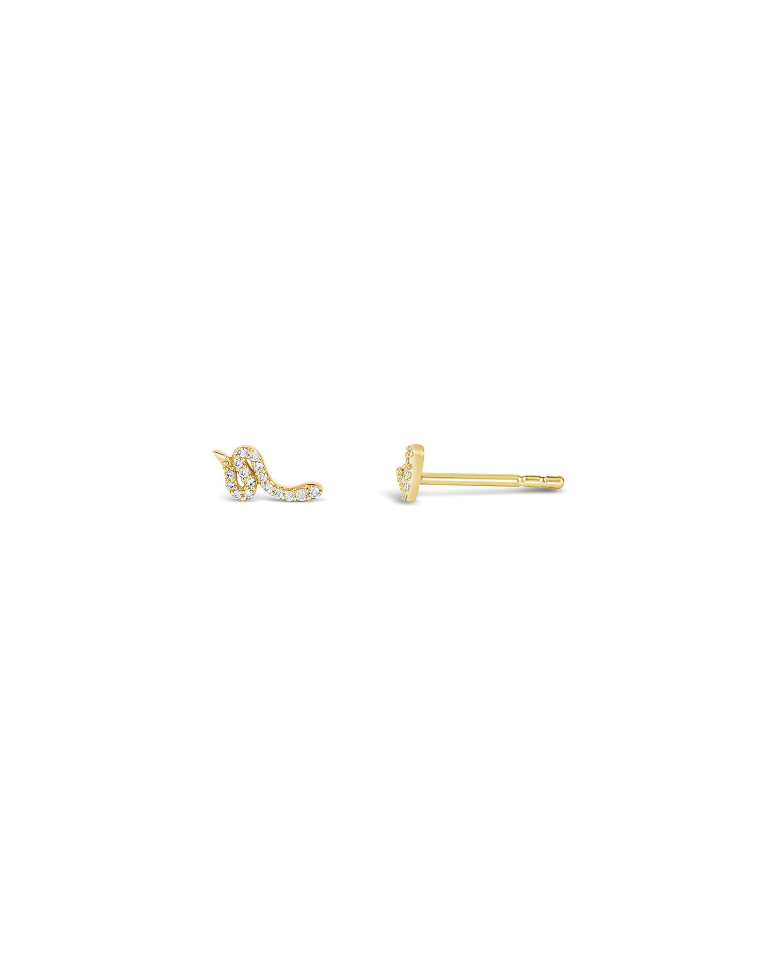 Pave Snake Studs 14k Yellow Gold