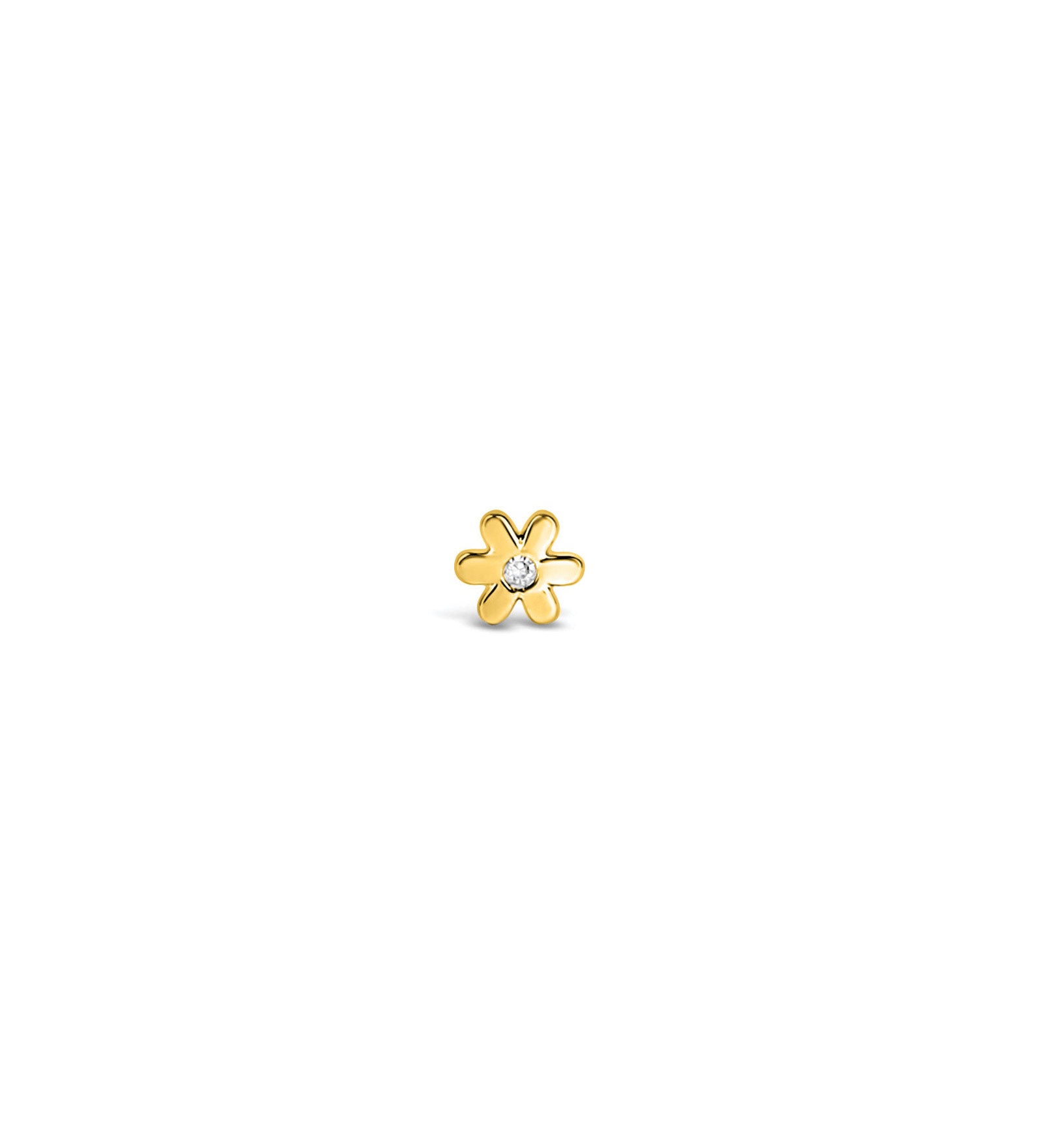 Diamond Flower Stud | 3mm 14k Yellow Gold, Diamond