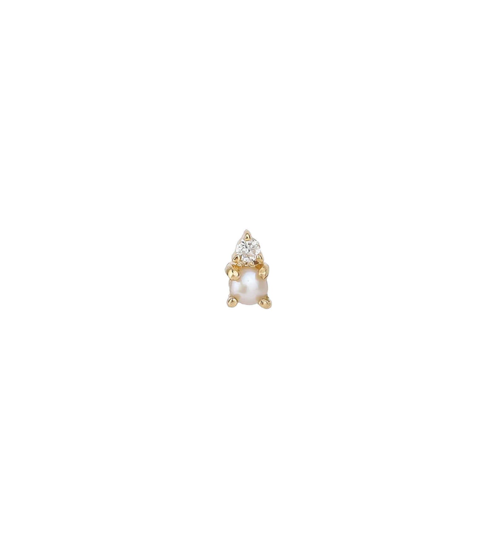 Pearl + Diamond Stud 14k Yellow Gold, Diamond