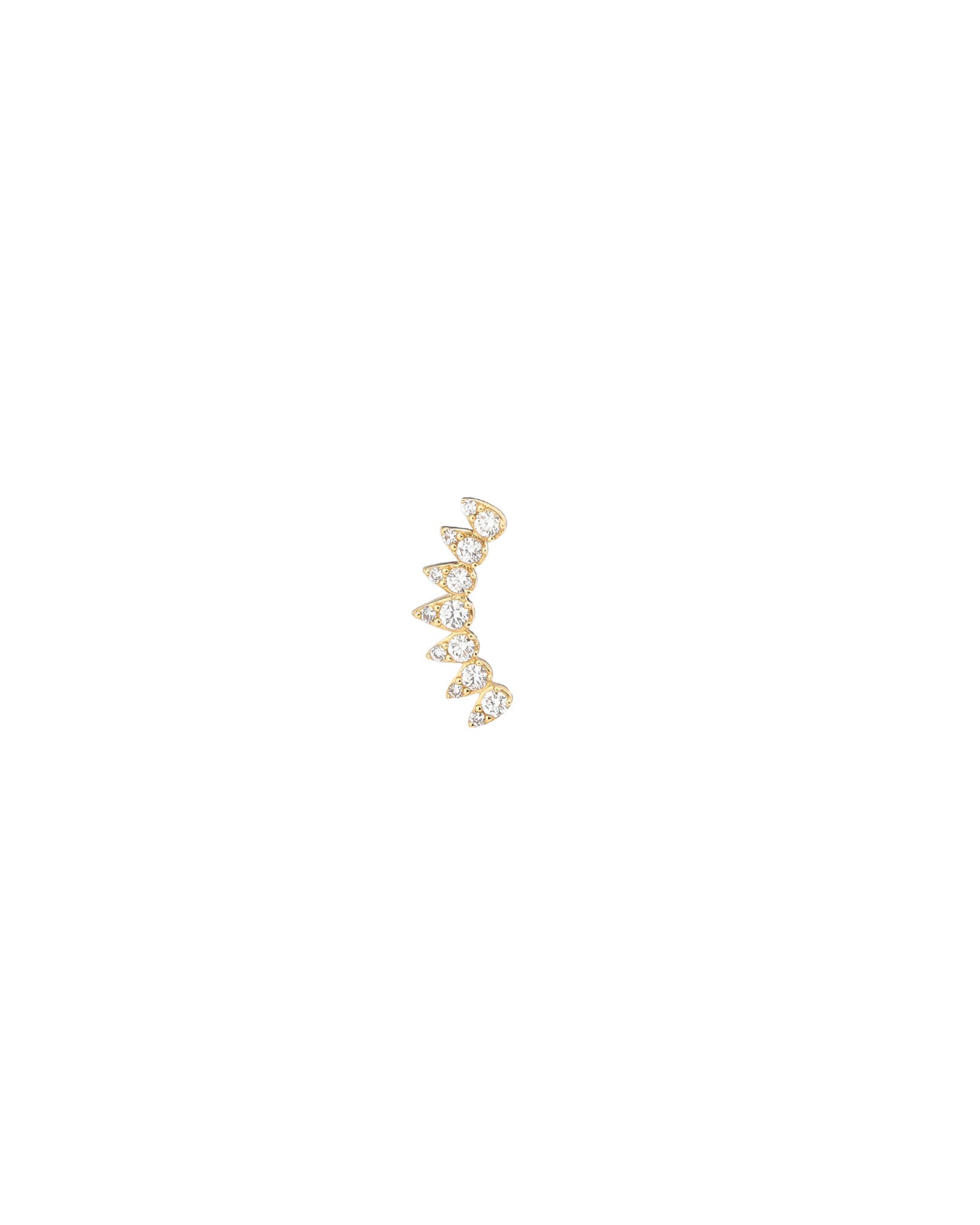 Curved Teardrop Diamond Stud 14k Yellow Gold, Diamond