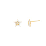 Goldhive-Enamel Star Diamond Studs-Earrings-14k Yellow Gold, Diamond-Blue Ruby Jewellery-Vancouver Canada