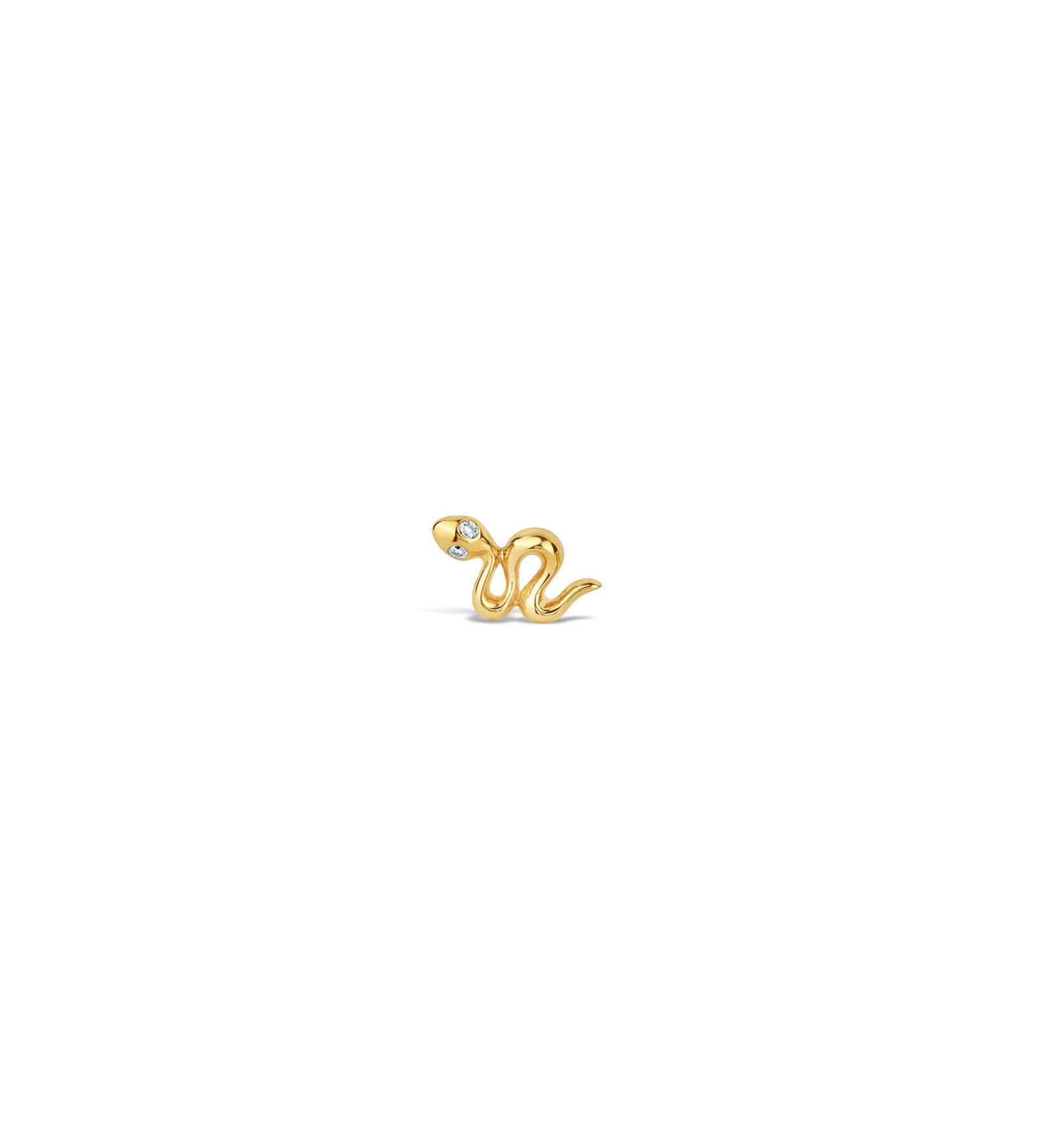 Diamond Eye Snake Stud 14k Yellow Gold