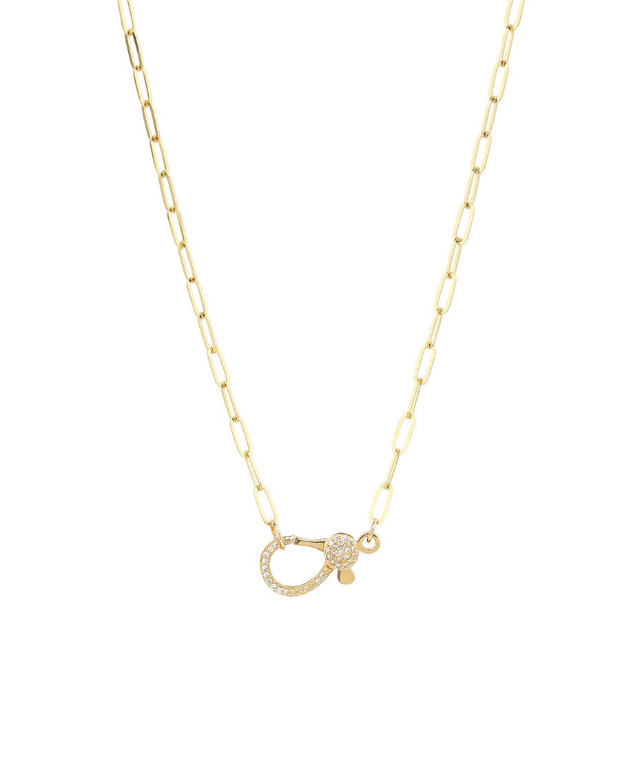 Goldhive Pave Clasp Paperclip Necklace