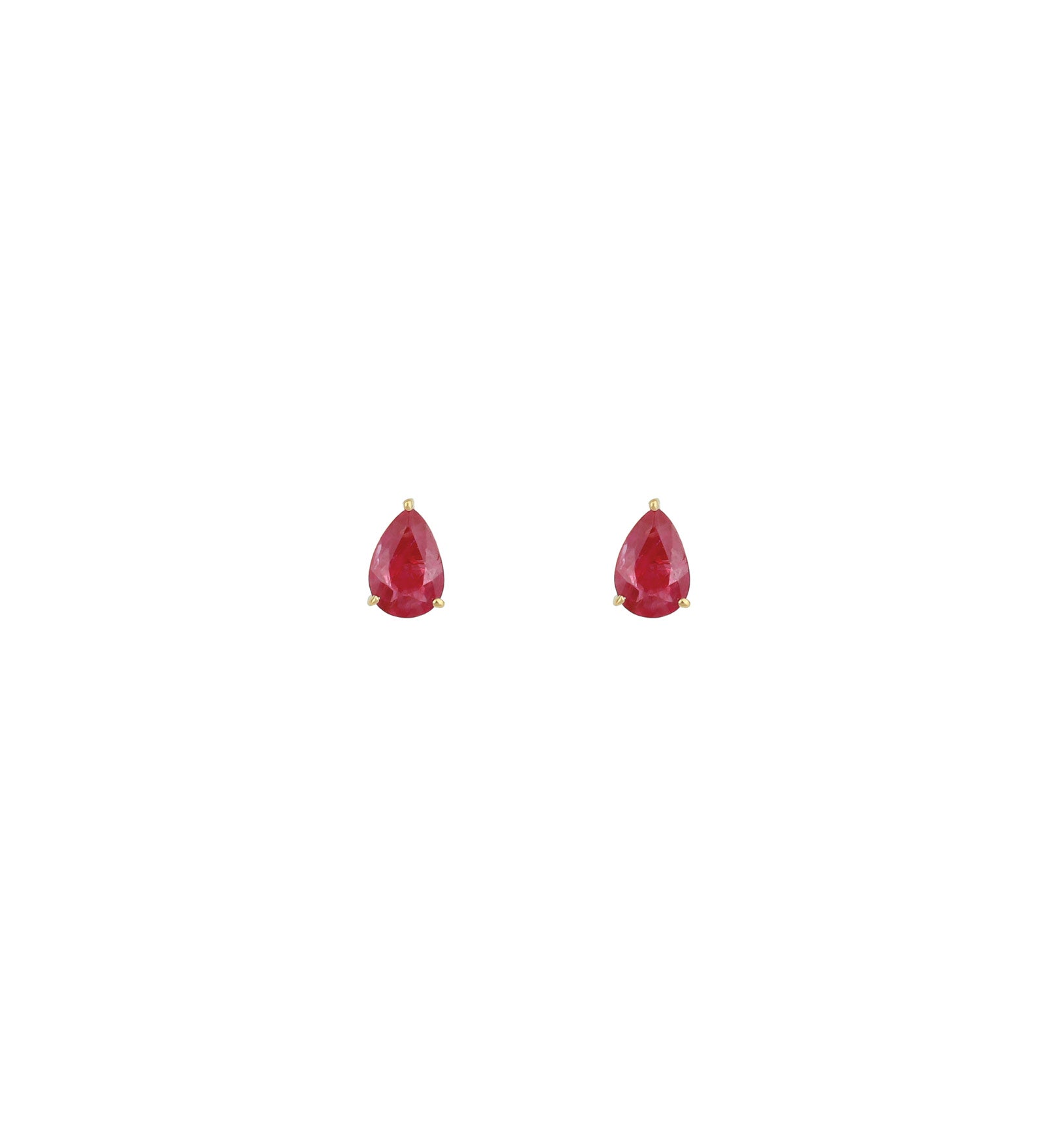 Ruby Teardrop Studs 14k Yellow Gold