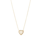 Heart Diamond Moonstone Halo Necklace 14k Yellow Gold, Diamond