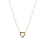 Open Heart Multi Necklace 14k Yellow Gold, Multi Sapphire