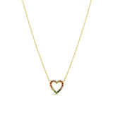 Open Heart Multi Necklace 14k Yellow Gold, Multi Sapphire