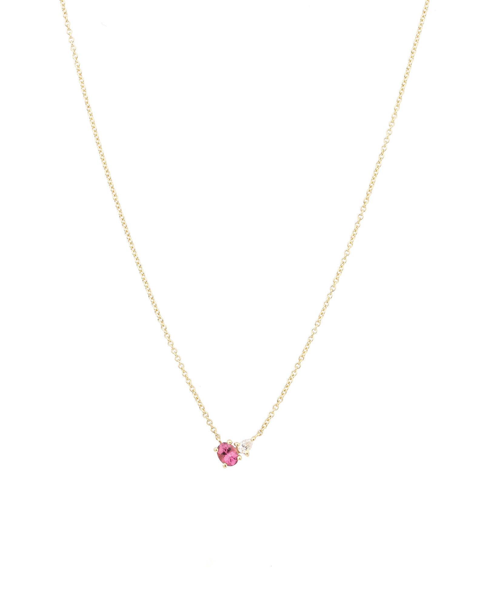 Tourmaline Necklace 14k Yellow Gold, Diamond