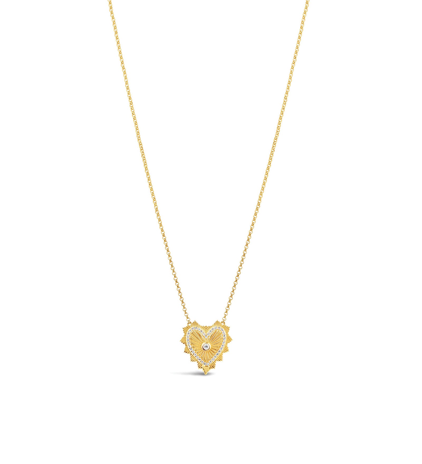 Starburst Heart Necklace 14k Yellow Gold, Diamond