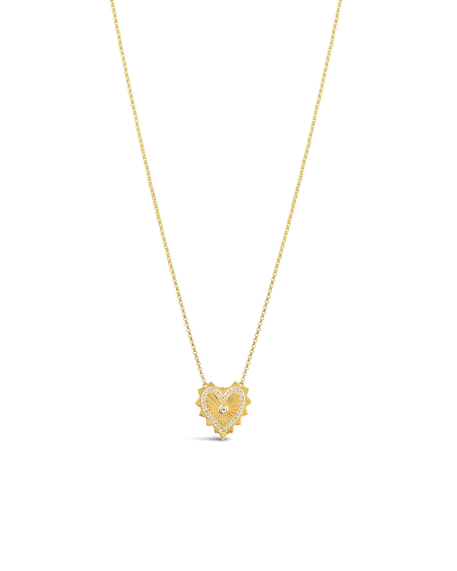 Starburst Heart Necklace 14k Yellow Gold, Diamond