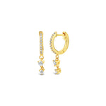 Two Diamond Drop Huggies 14k Yellow Gold