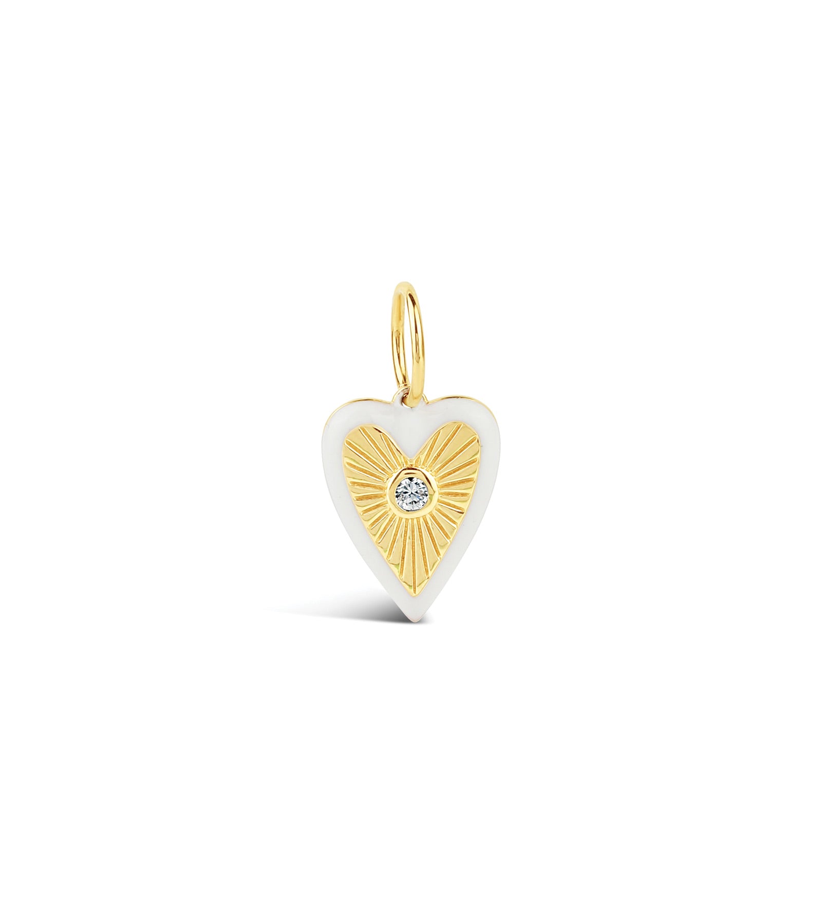 Goldhive-Enamel Heart Burst Charm-Necklaces-14k Yellow Gold, Diamond-Blue Ruby Jewellery-Vancouver Canada