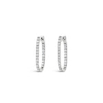 Rectangular Pave Double Vision Huggies 14k White Gold, Diamond