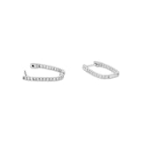 Rectangular Pave Double Vision Huggies 14k White Gold, Diamond