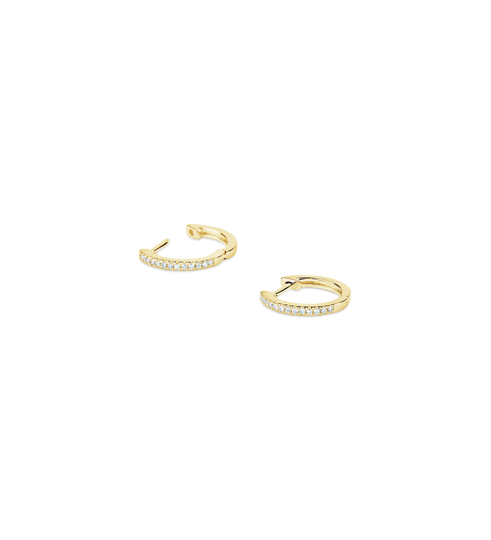 Pave Diamond Huggies 14k Yellow Gold