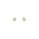 Pave Baguette Heart Studs 14k Yellow Gold, Diamond