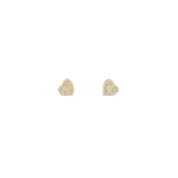 Pave Baguette Heart Studs 14k Yellow Gold, Diamond