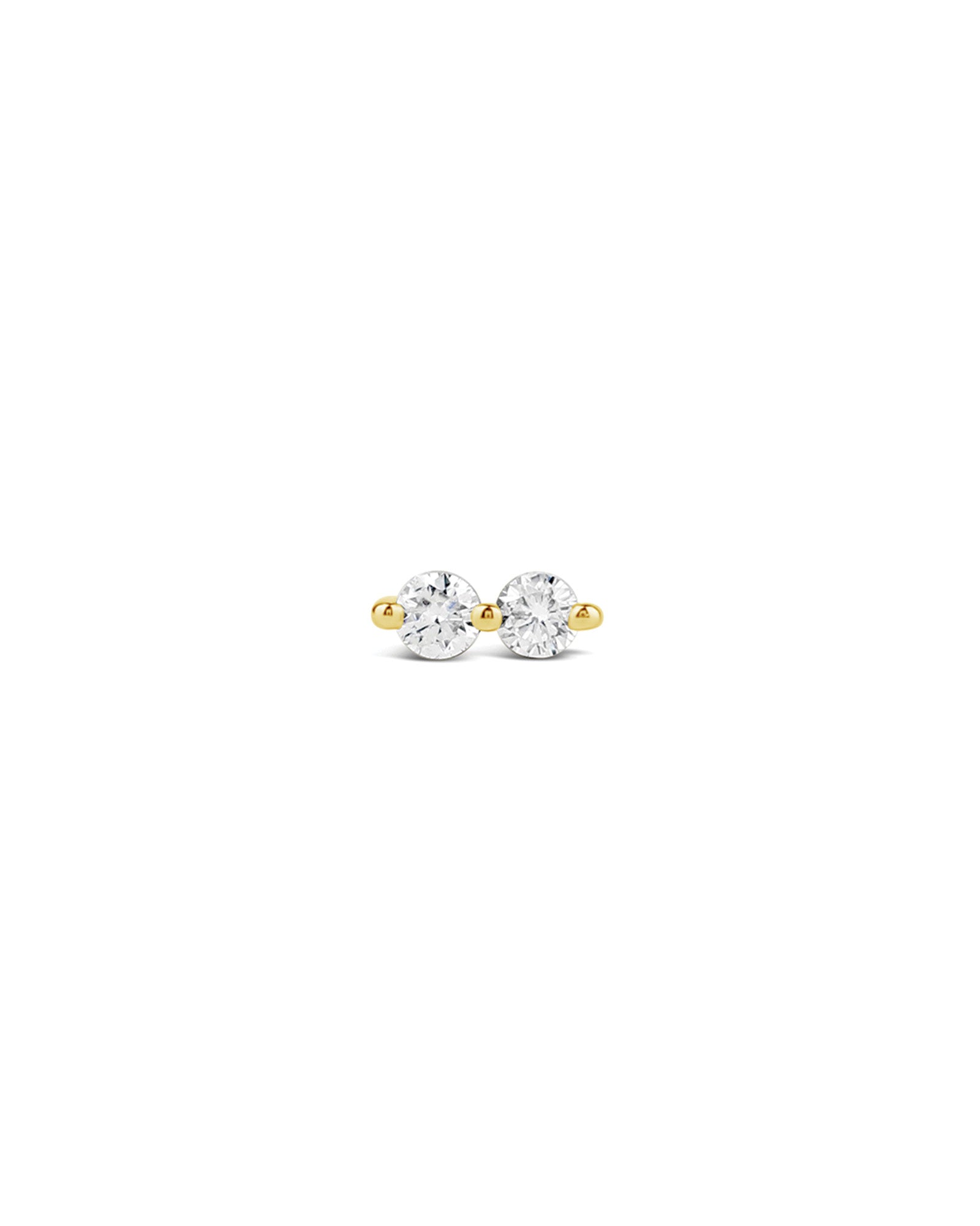 Double Diamond Stud 14k Yellow Gold, Diamond