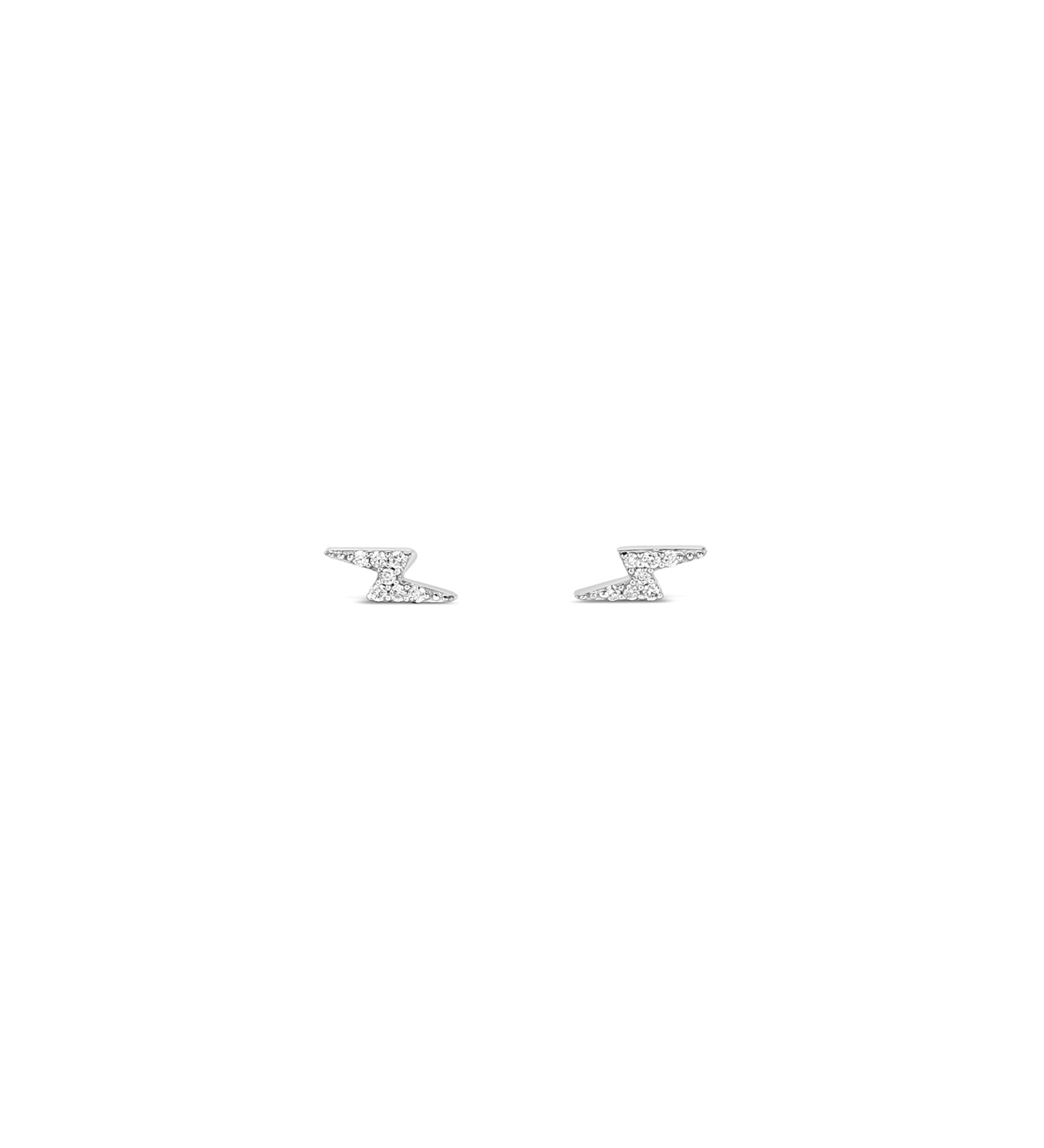 Pave Lightning Bolt Studs 14k White Gold, Diamond