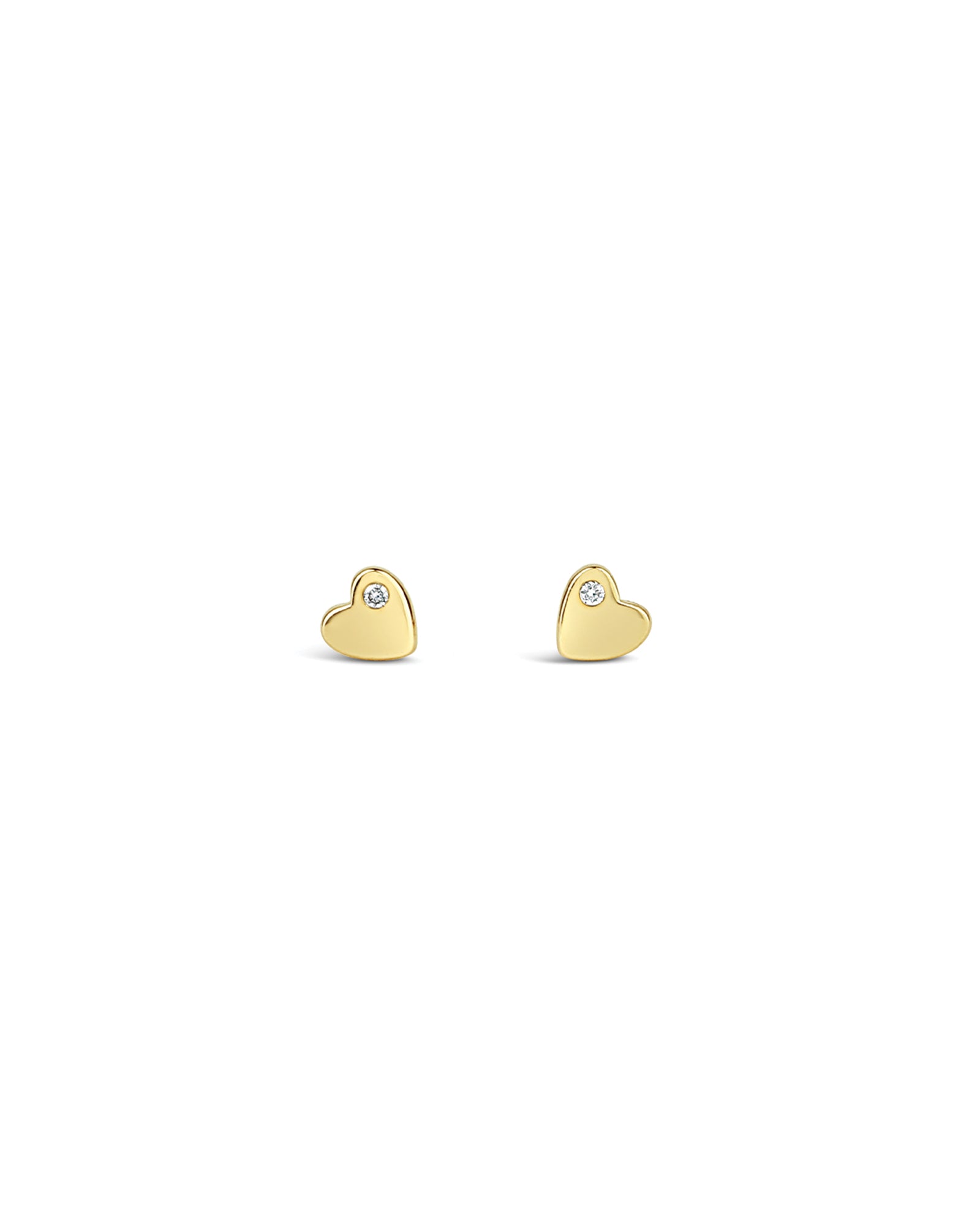 1 Diamond Heart Studs 14k Yellow Gold, Diamond