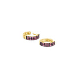 2 Row Ruby Huggies | 12mm 14k Yellow Gold, Ruby