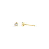 Heart Diamond Studs 14k Yellow Gold, Diamond