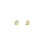 Heart Diamond Studs 14k Yellow Gold, Diamond