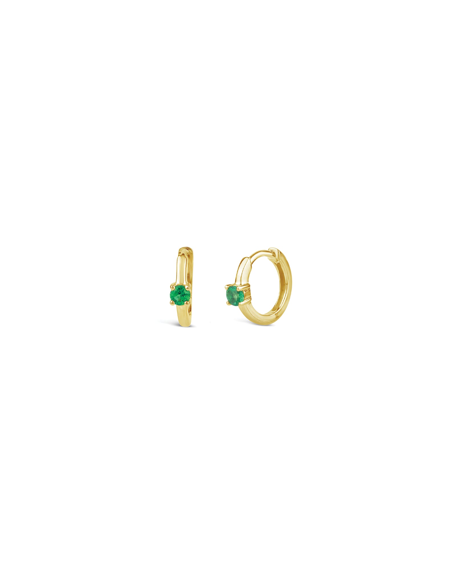 1 Emerald Huggie | 11mm 14k Yellow Gold, Emerald