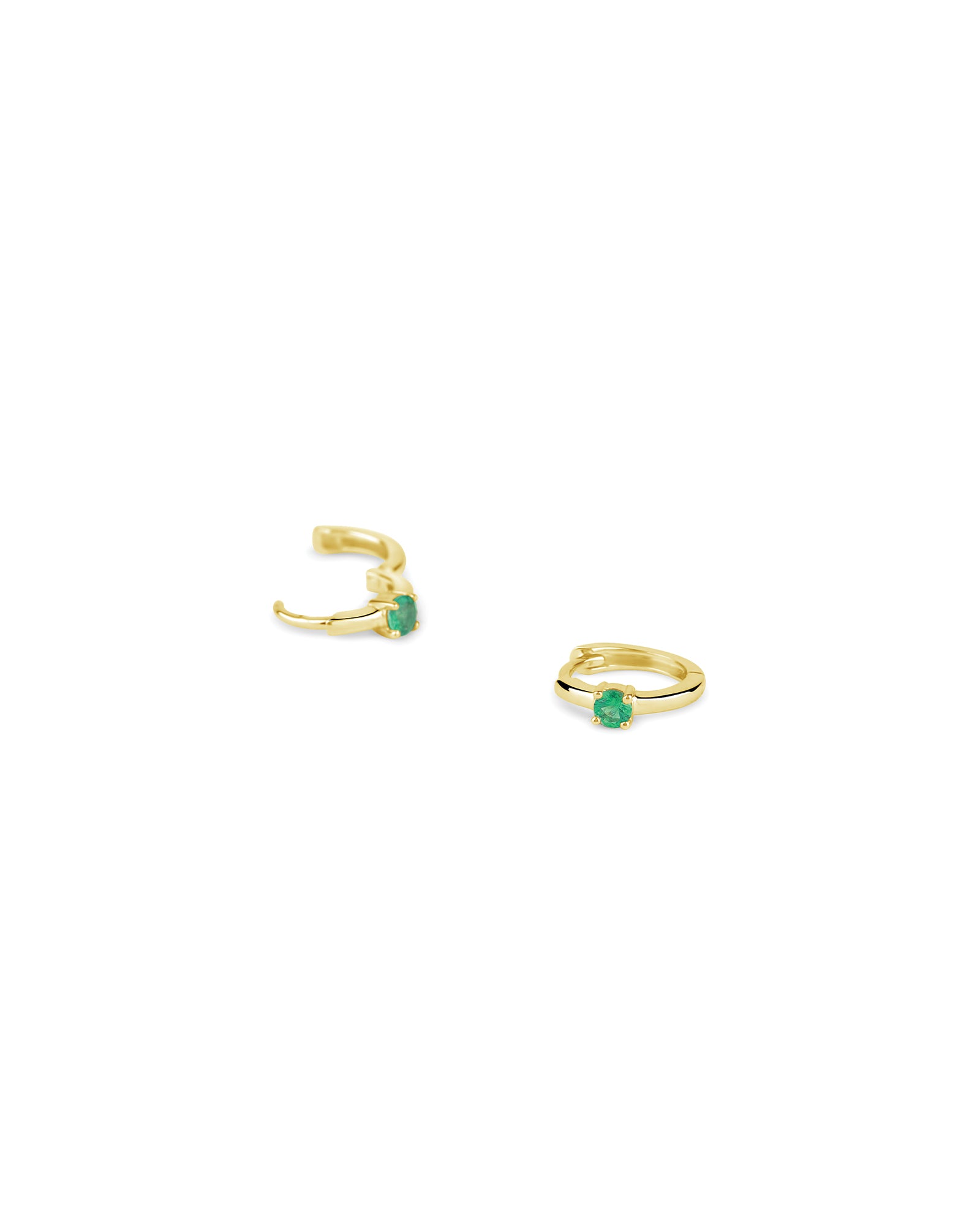 1 Emerald Huggie | 11mm 14k Yellow Gold, Emerald