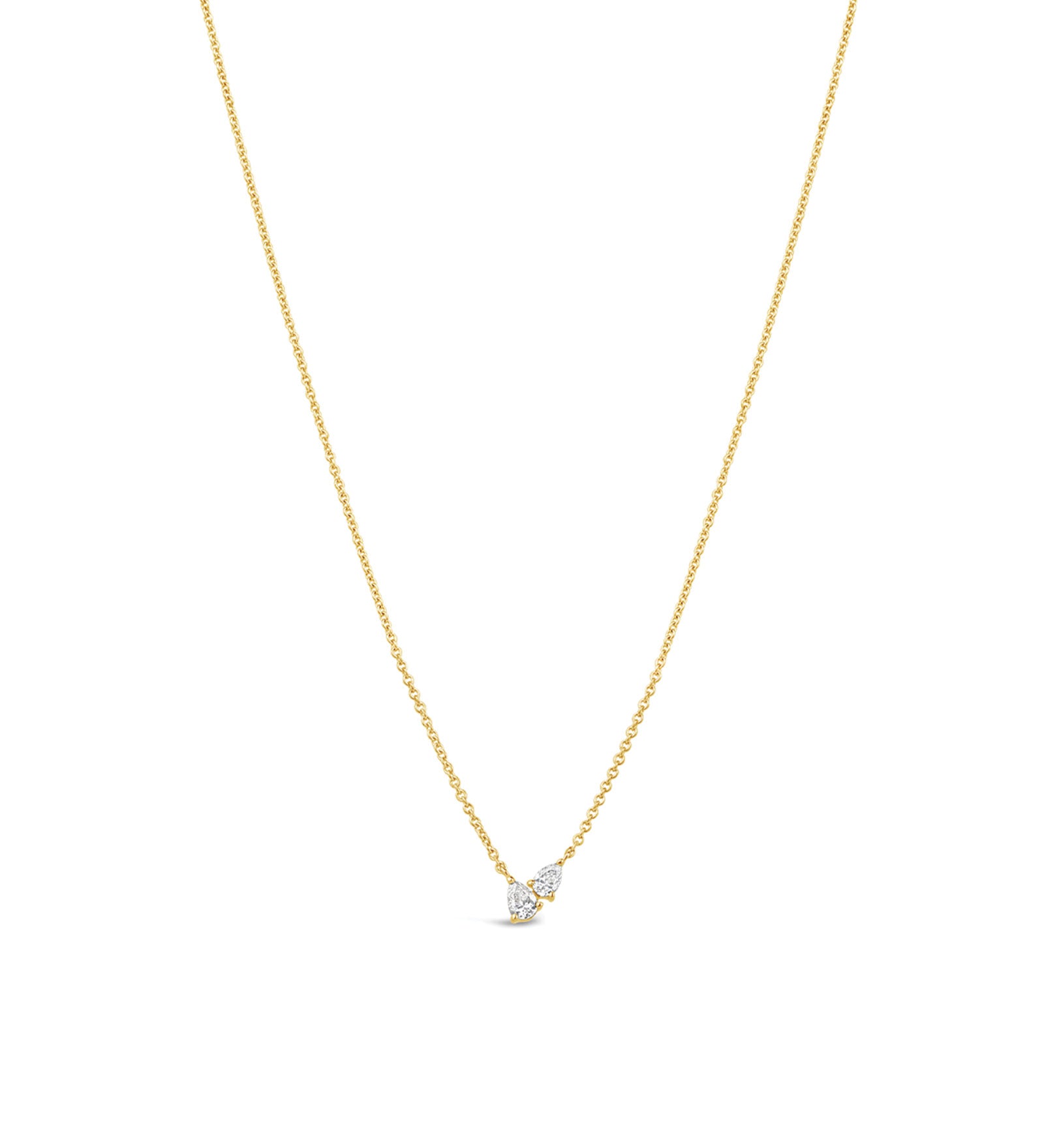 Goldhive-Double Teardrop Diamond Necklace-Necklaces-14k Yellow Gold, Diamond-Blue Ruby Jewellery-Vancouver Canada